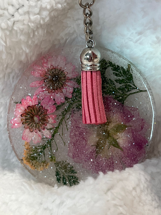 Pink Flower Keychain
