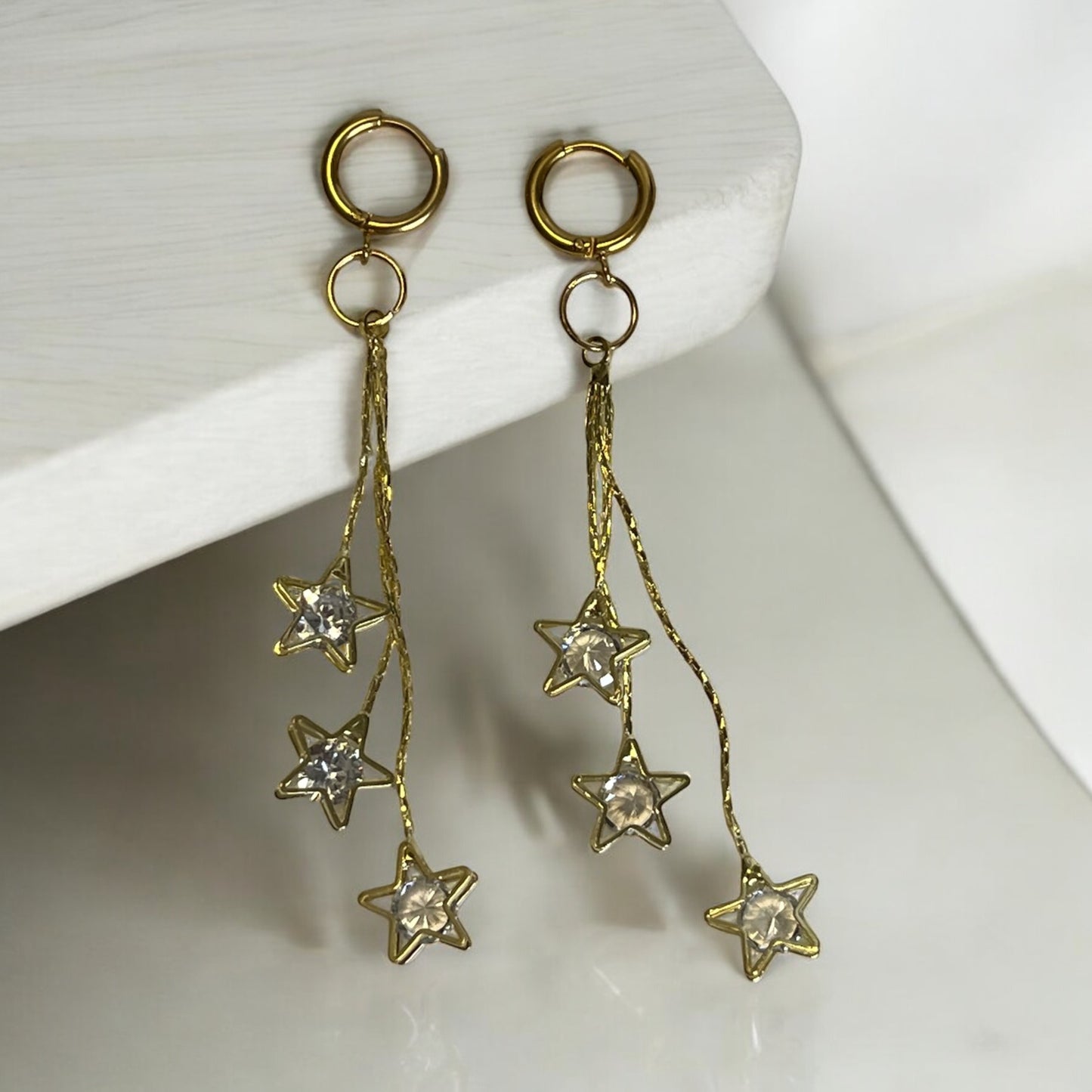 Gold Star Chain Earrings