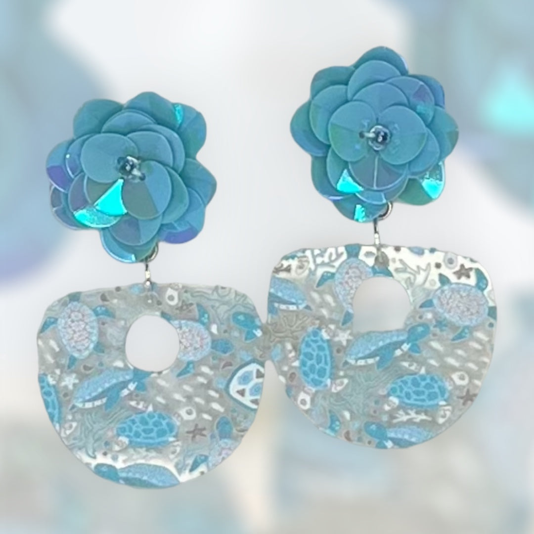 Blue Turtle Earrings