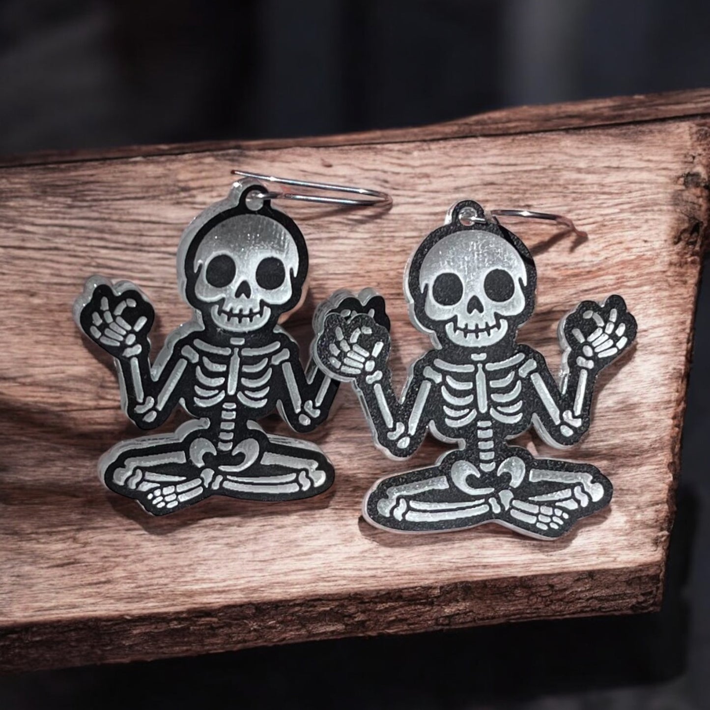 Meditating Skeleton Earrings