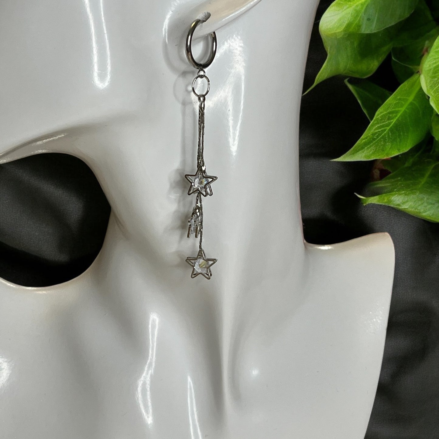 Silver Star Chain Earrings