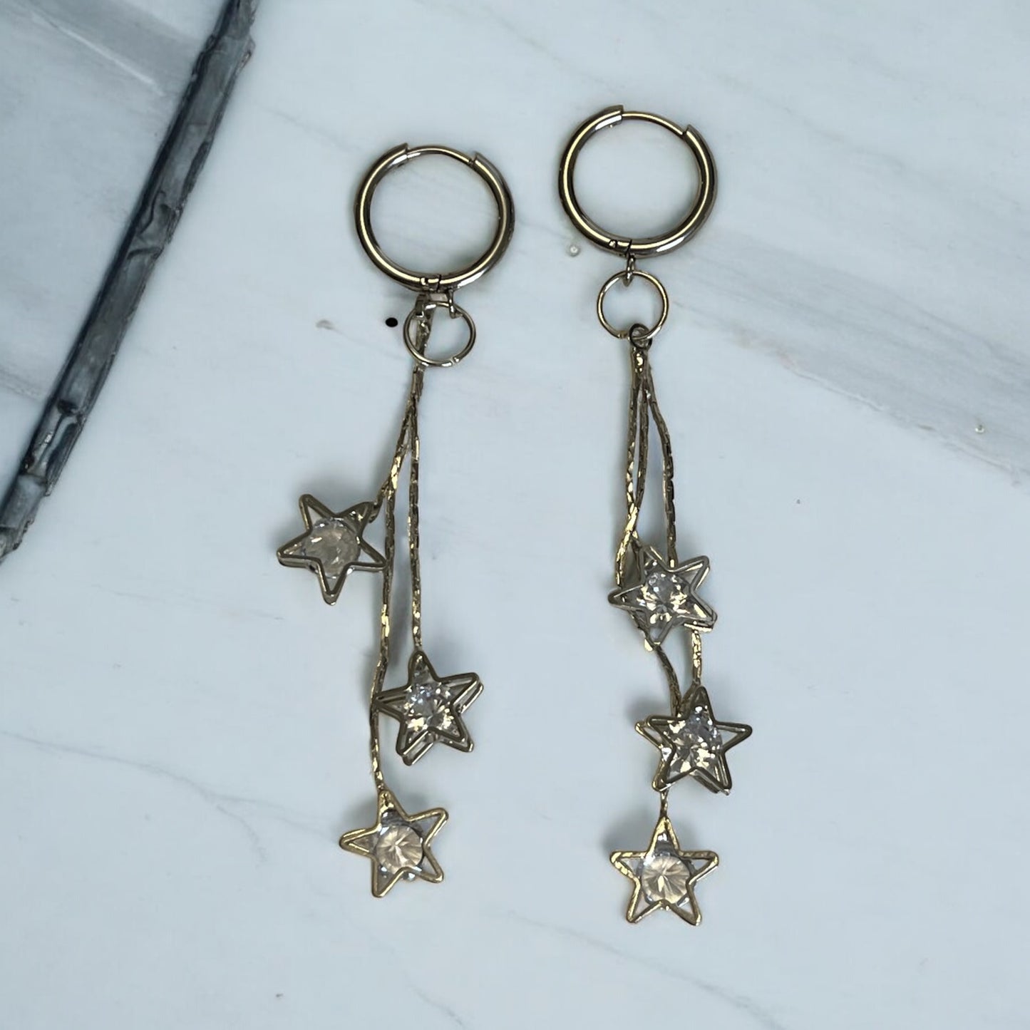 Silver Star Chain Earrings