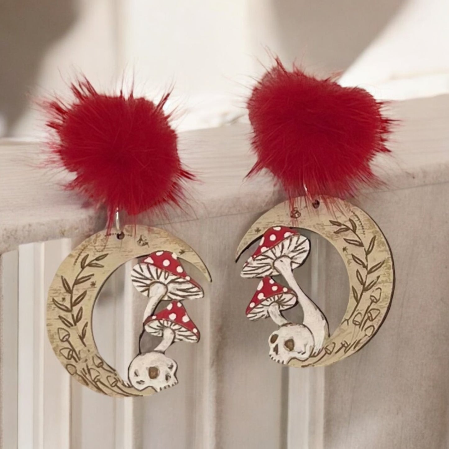 Mushroom + Skull Earrings