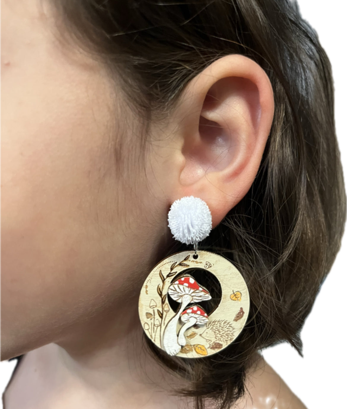 Mushroom + Hedgehog Earrings