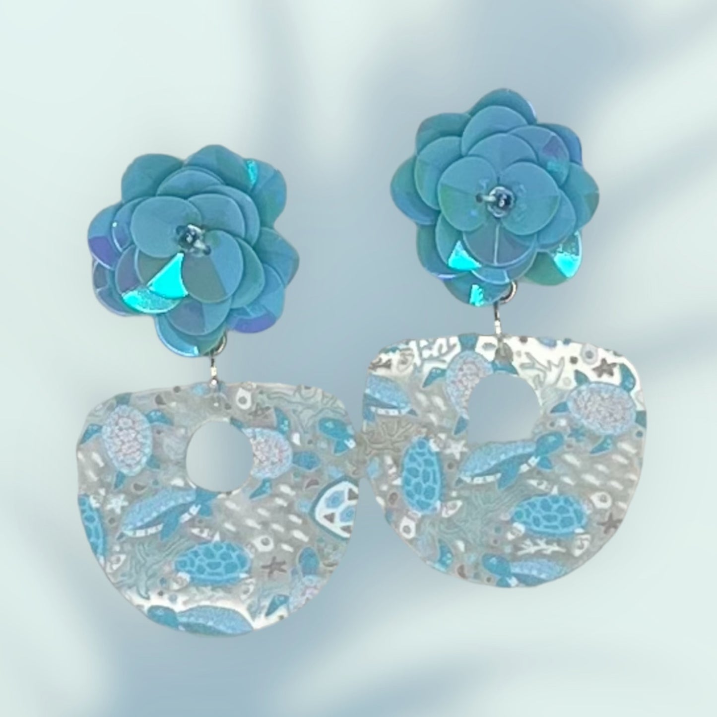 Blue Turtle Earrings