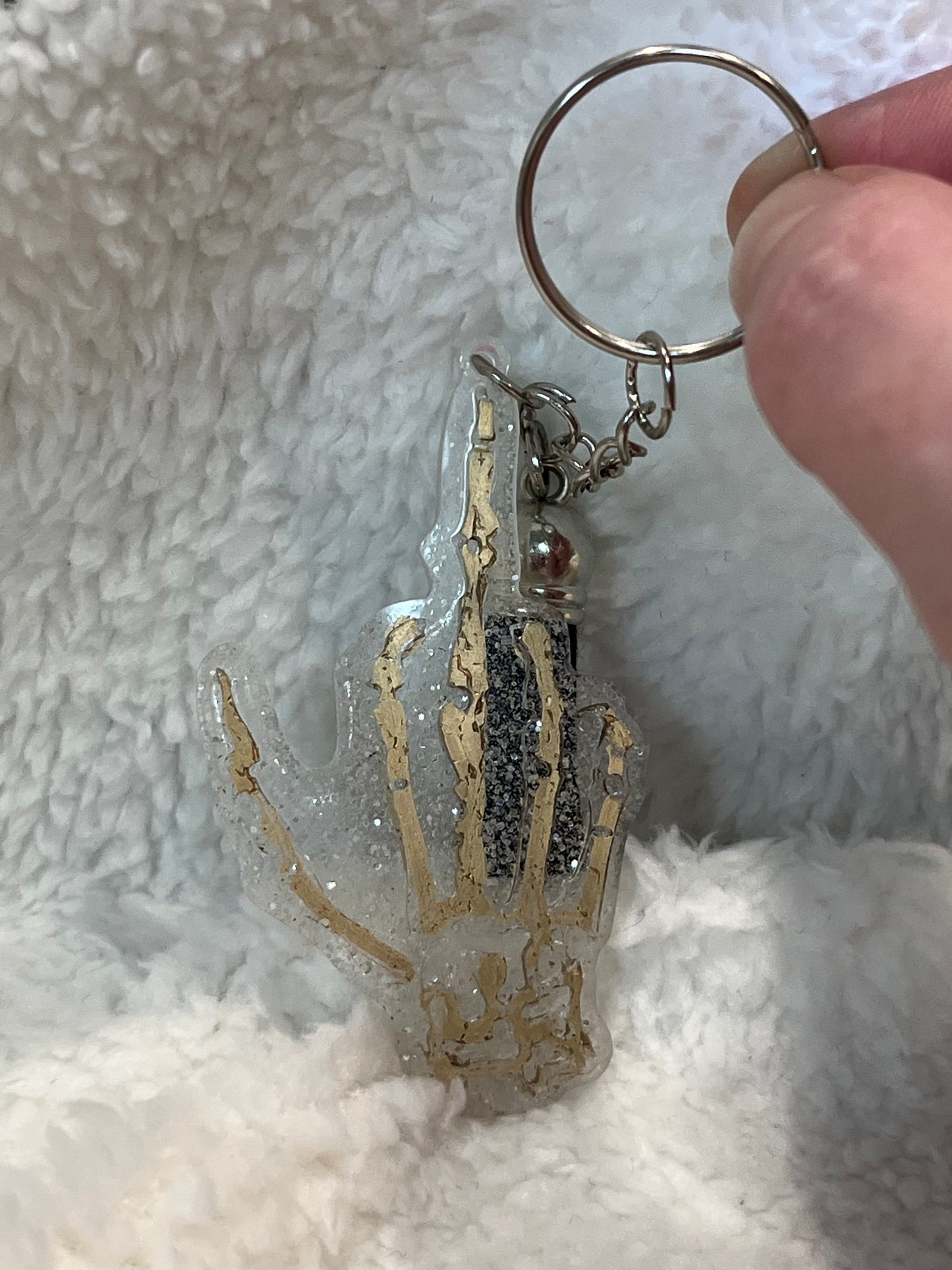 Gold Middle Finger Keychain