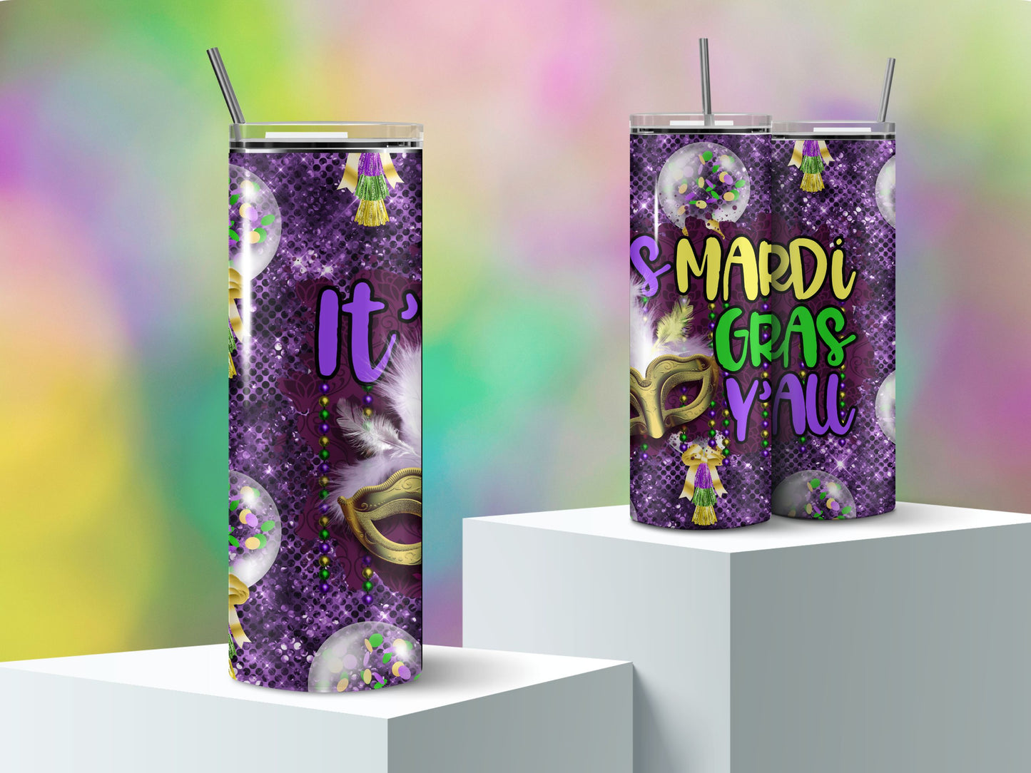 Mardi Gras tumbler