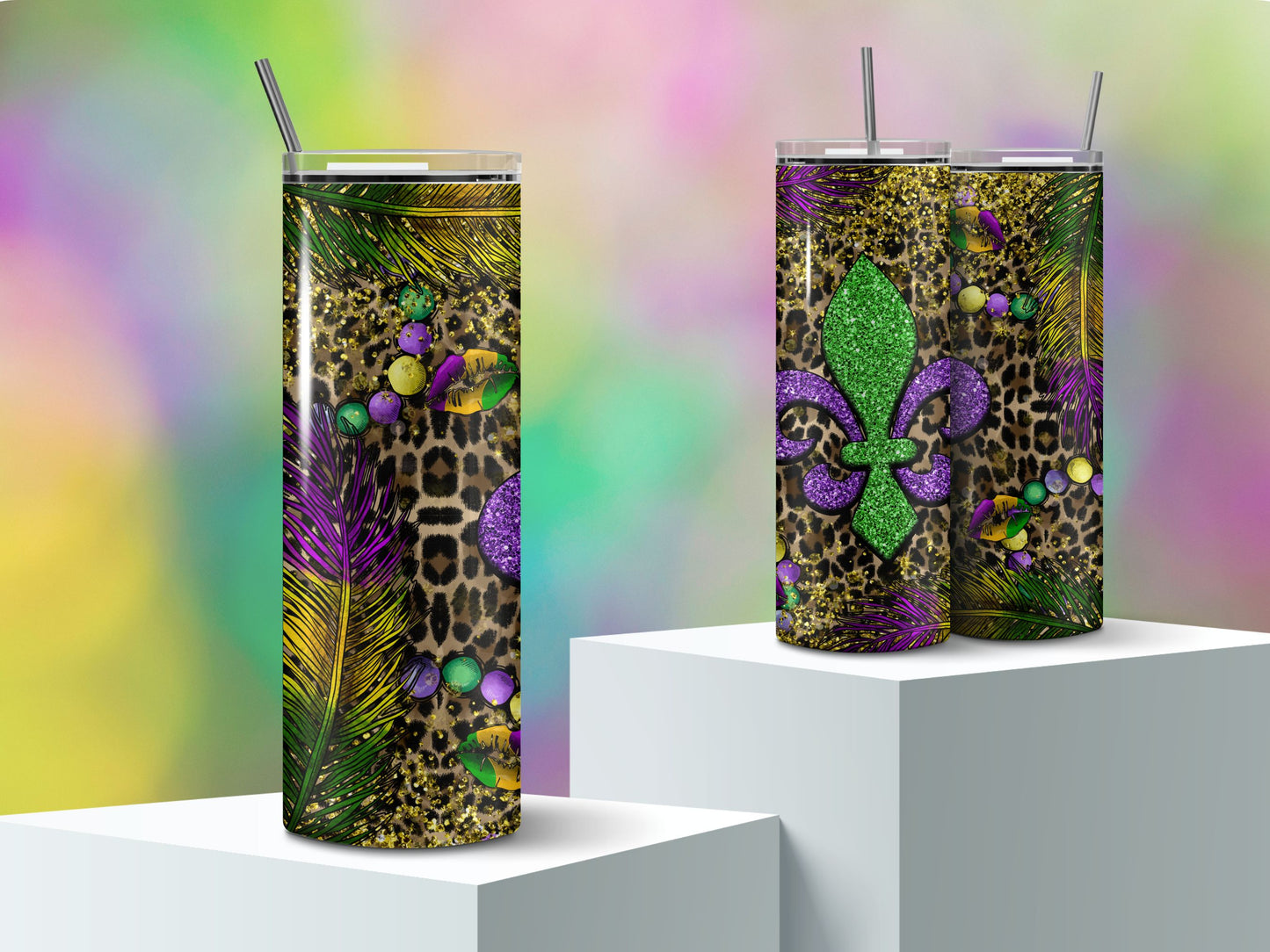 Mardi Gras tumbler