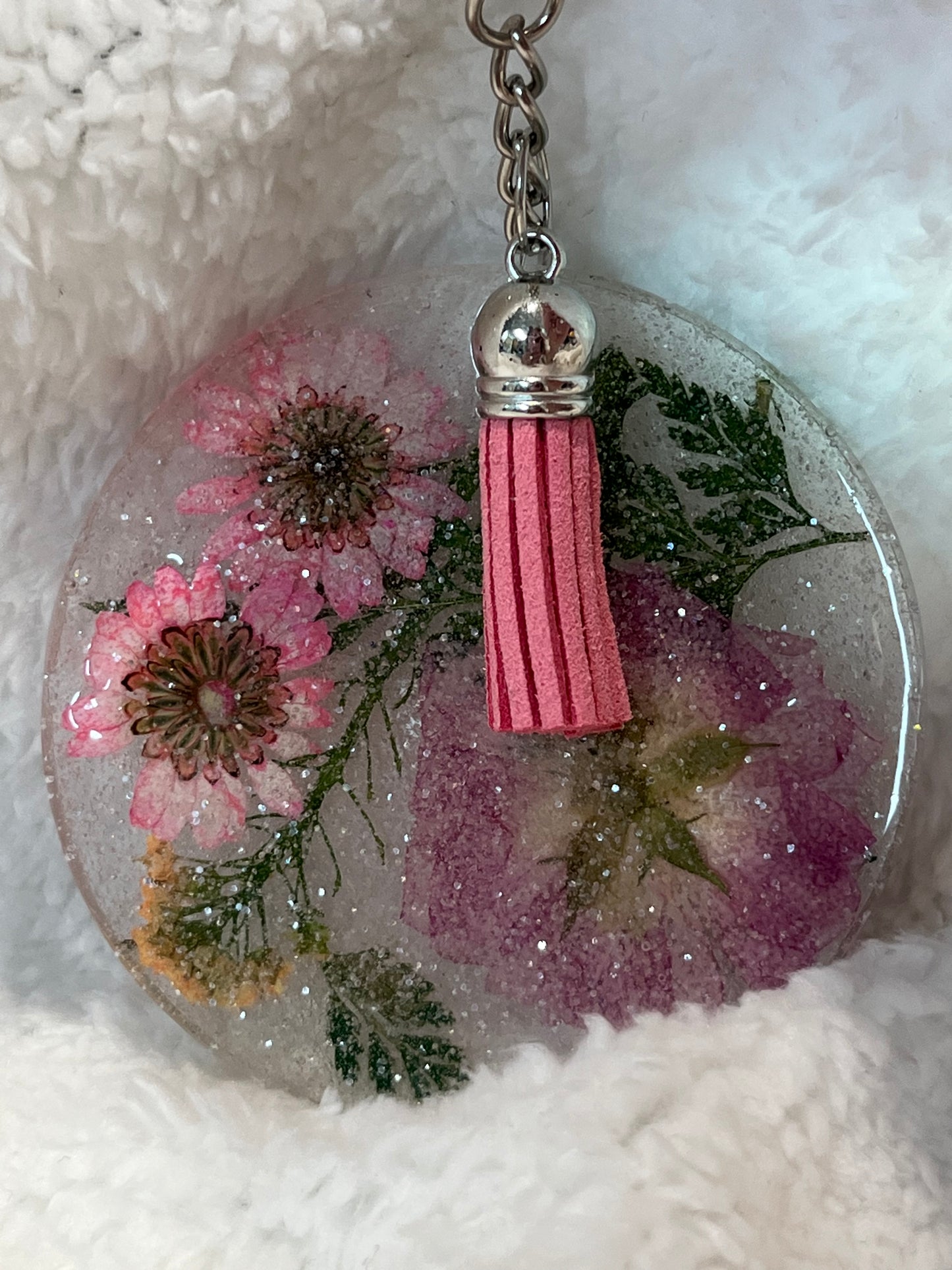 Pink Flower Keychain